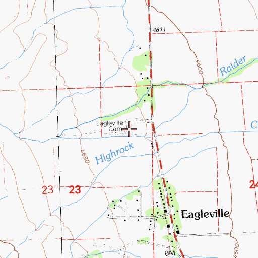 Topographic Map of Eagleville Cemetery, CA