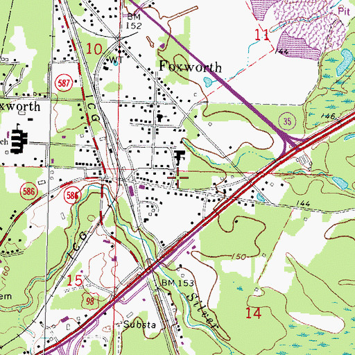 Topographic Map of Foxworth Post Office, MS