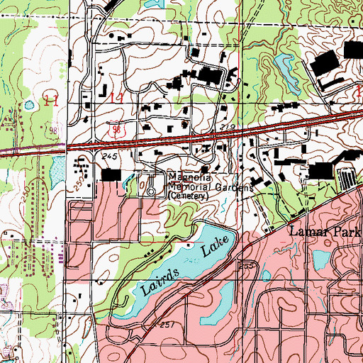 Topographic Map of Main Street Baptist Church, MS