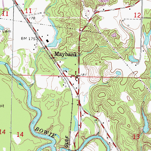 Topographic Map of Maybank Baptist Church, MS