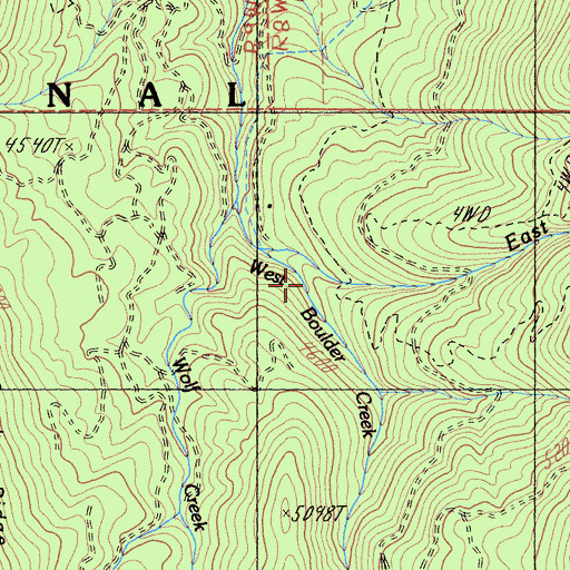 Topographic Map of East Boulder Creek, CA