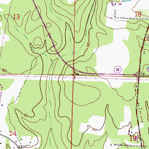 Topographic Map of Bayou Talla Fellowship Church, MS