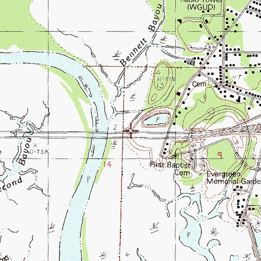 Topographic Map of Interstate 10 Boat Ramp, MS