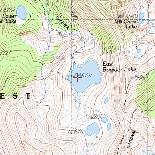 Topographic Map of East Boulder Lake, CA