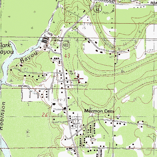 Topographic Map of Isle of Pines Mobile Home Park, MS