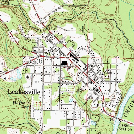 Topographic Map of Leakesville Post Office, MS