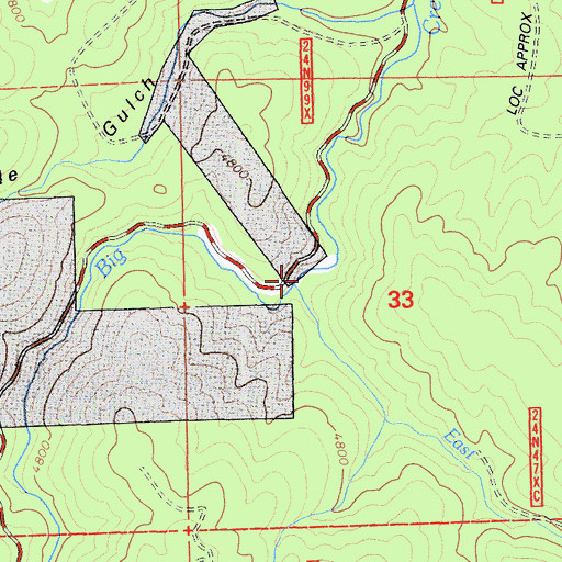 Topographic Map of East Branch Big Creek, CA