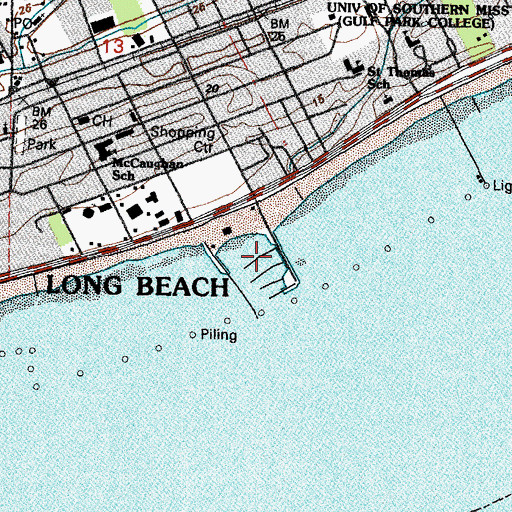 Topographic Map of Long Beach Small Craft Harbor, MS