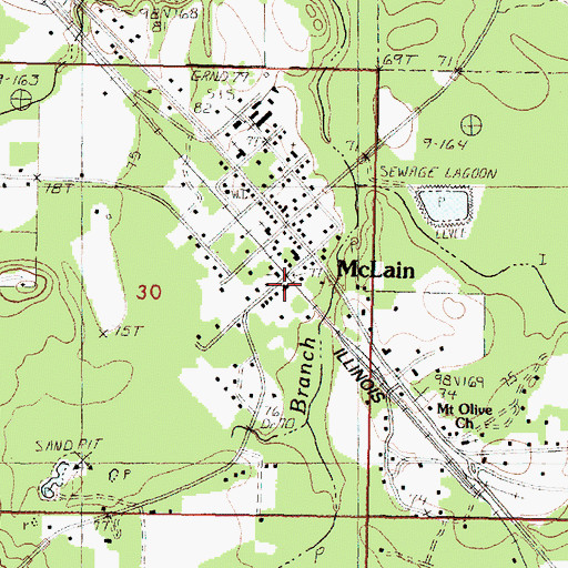 Topographic Map of First United Pentecostal Church, MS