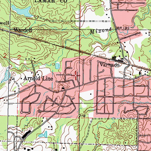 Topographic Map of Pot Likker Mobile Home Park, MS