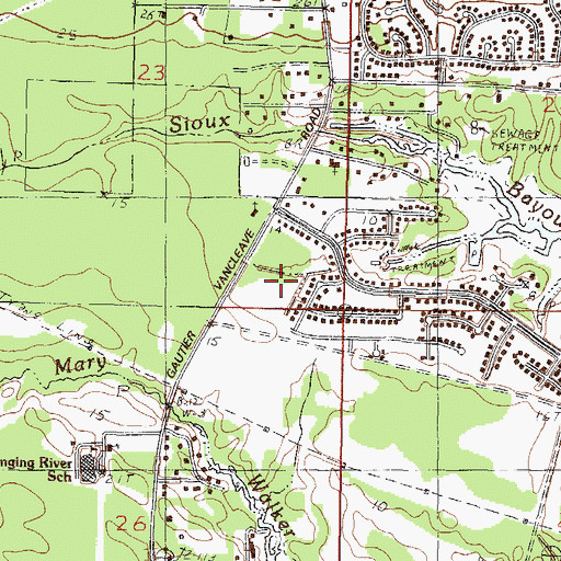 Topographic Map of River Chase Village Nursing Home Center, MS
