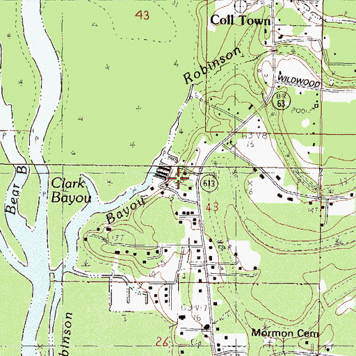 Topographic Map of Riverbend Campground, MS