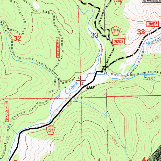 Topographic Map of East Branch Lights Creek, CA