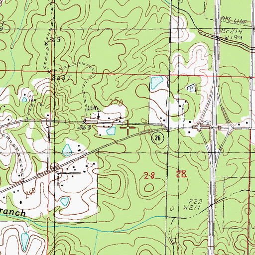 Topographic Map of Faith Memorial Baptist Church, MS