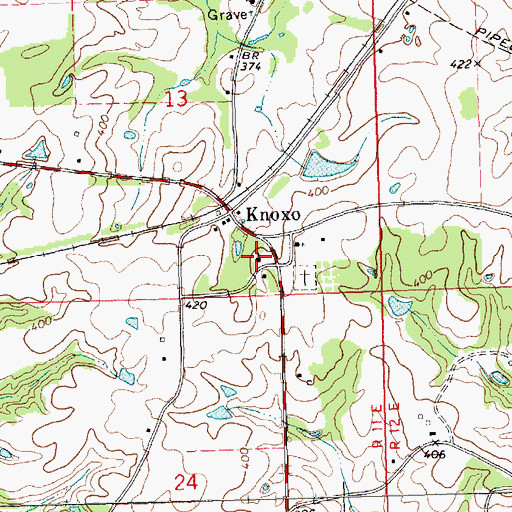 Topographic Map of Knoxo Baptist Church, MS