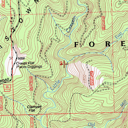 Topographic Map of East Branch Little Canyon Creek, CA