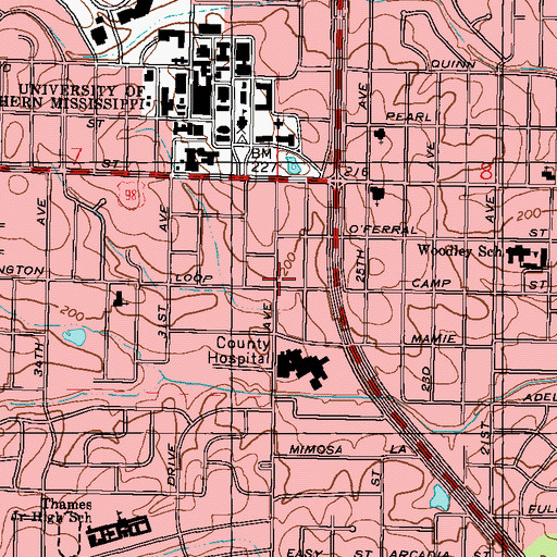 Topographic Map of The Arlington Assisted Living Center, MS