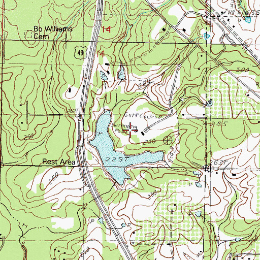 Topographic Map of Pine Burr Country Club, MS