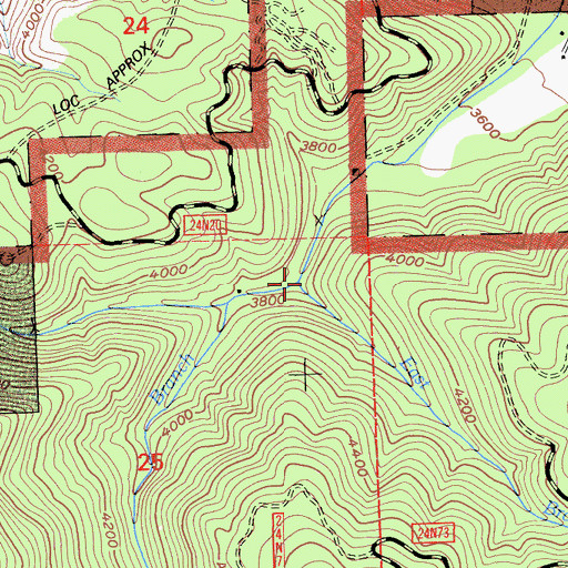 Topographic Map of East Branch Mill Creek, CA