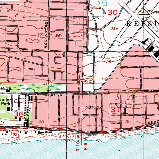 Topographic Map of B and H Mobile Home Park, MS