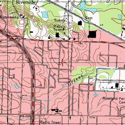 Topographic Map of Bedford Care Center of Warren Hall, MS