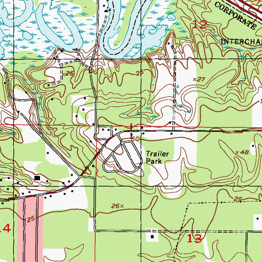 Topographic Map of Biloxi Church of God, MS