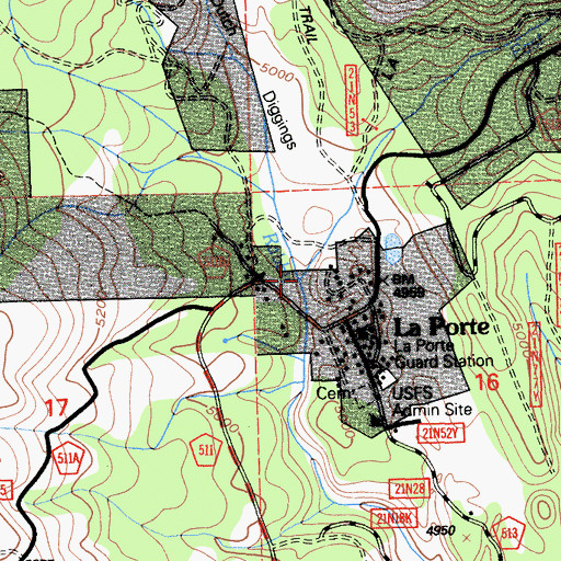 Topographic Map of East Branch Rabbit Creek, CA