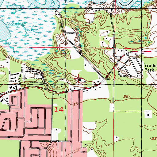 Topographic Map of Popps Ferry Baptist Church, MS
