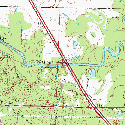 Topographic Map of Bowie Creek Landing Boat Ramp, MS