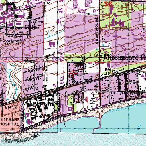 Topographic Map of Couves Mobile Home Park, MS