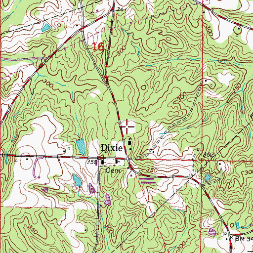 Topographic Map of Dixie Recreation Center, MS