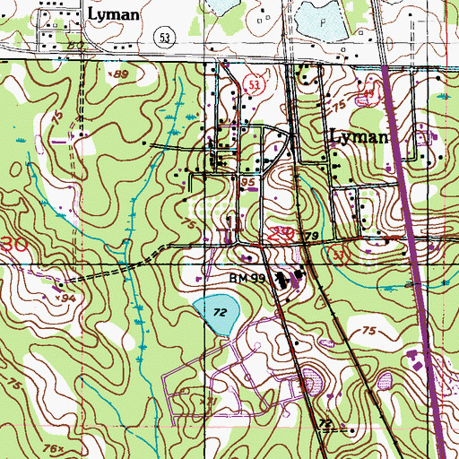Topographic Map of First Baptist Church of Lyman, MS