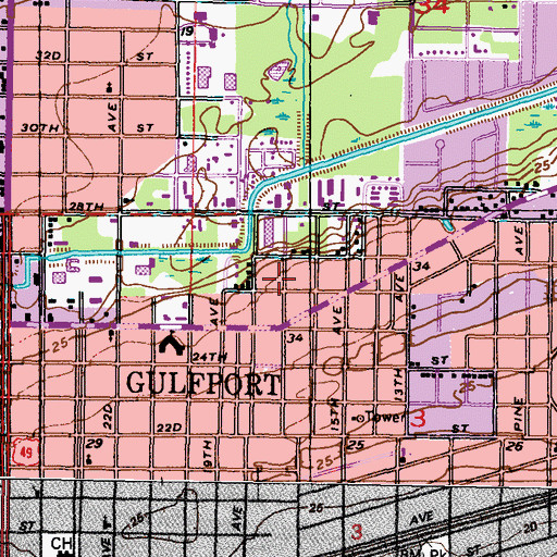 Topographic Map of First United Pentecostal Church, MS