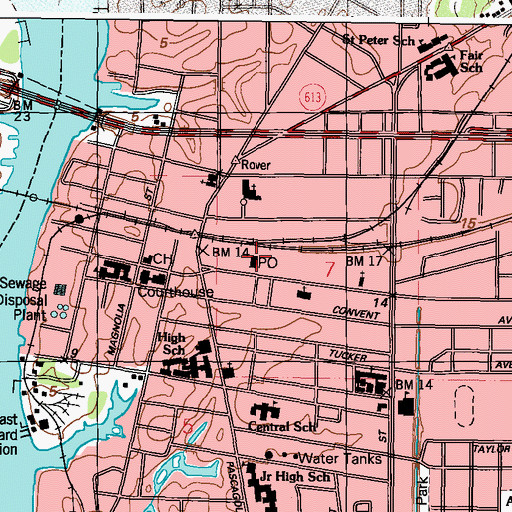 Topographic Map of Pascagoula Post Office, MS