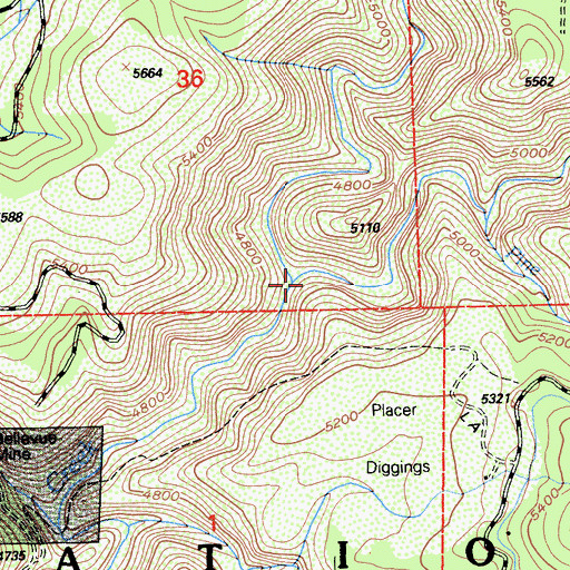 Topographic Map of East Branch Slate Creek, CA