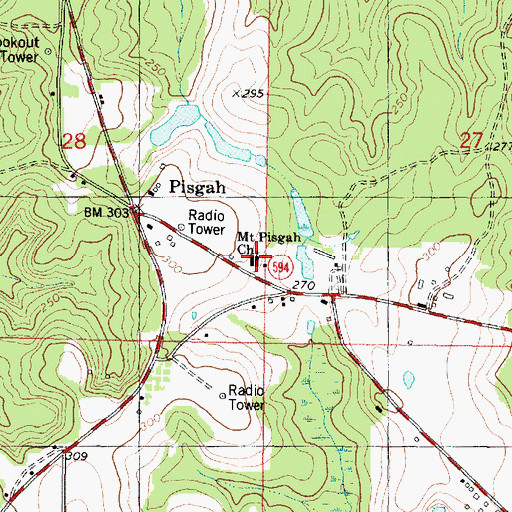 Topographic Map of Mount Pisgah Pentecostal Church, MS