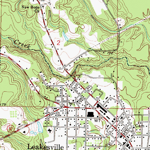 Topographic Map of New Friendship Baptist Church, MS
