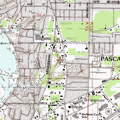 Topographic Map of Krebs Mobile Park, MS