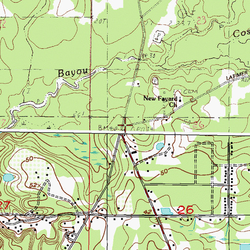 Topographic Map of Latimer Community Center, MS