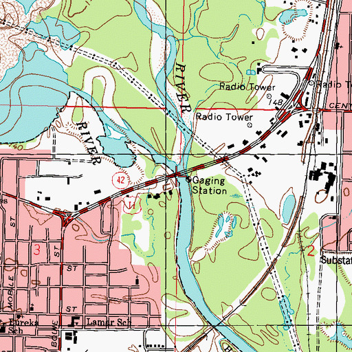 Topographic Map of Leaf River Landing Boat Ramp, MS