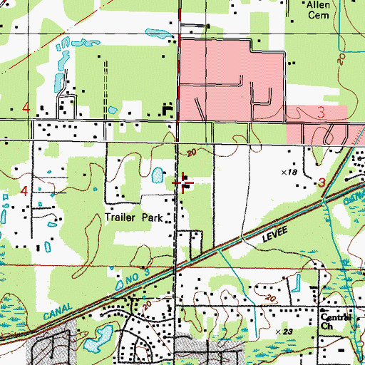 Topographic Map of Trinity Pentecostal Tabernacle Church, MS