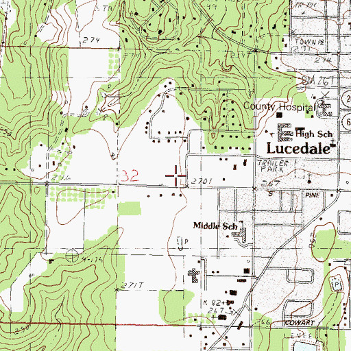 Topographic Map of Kingdom Hall of Jehovahs Witnesses, MS