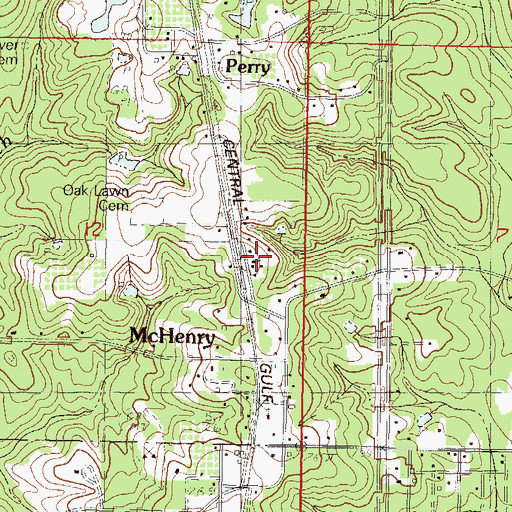 Topographic Map of Sunlight Baptist Church, MS