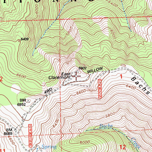 Topographic Map of East Claremont, CA