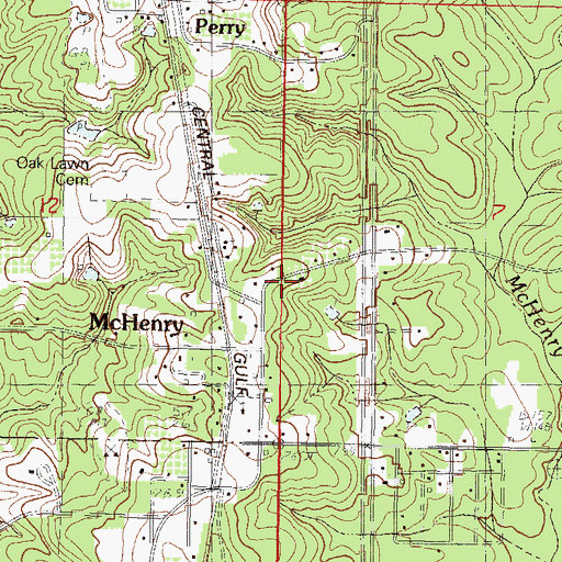 Topographic Map of McHenry Post Office, MS