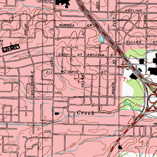 Topographic Map of Pine Meadow Assisted Living Center, MS