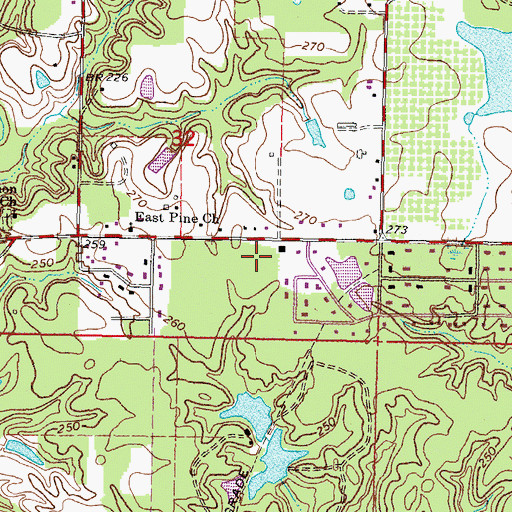 Topographic Map of First Baptist Church of Petal, MS