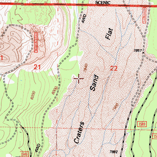 Topographic Map of East Craters Sand Flat, CA