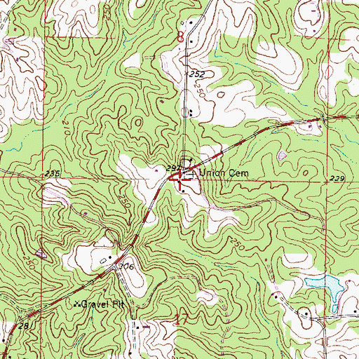 Topographic Map of Fellowship Free Will Baptist Church, MS