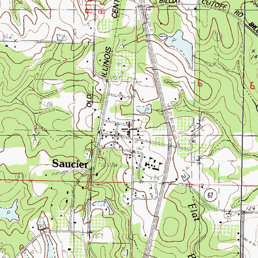 Topographic Map of Saucier United Methodist Church, MS